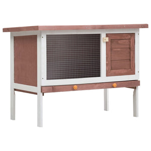 NNEVL Outdoor Rabbit Hutch 1 Layer Brown Wood