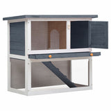 NNEVL Outdoor Rabbit Hutch 1 Door Grey Wood