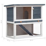 NNEVL Outdoor Rabbit Hutch 1 Door Grey Wood