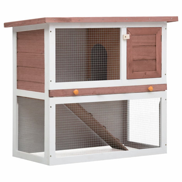 NNEVL Outdoor Rabbit Hutch 1 Door Brown Wood