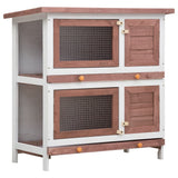 NNEVL Outdoor Rabbit Hutch 4 Doors Brown Wood