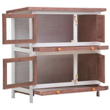 NNEVL Outdoor Rabbit Hutch 4 Doors Brown Wood