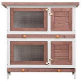 NNEVL Outdoor Rabbit Hutch 4 Doors Brown Wood