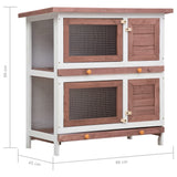 NNEVL Outdoor Rabbit Hutch 4 Doors Brown Wood