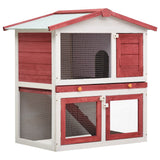 NNEVL Outdoor Rabbit Hutch 3 Doors Red Wood
