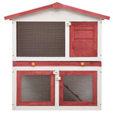 NNEVL Outdoor Rabbit Hutch 3 Doors Red Wood