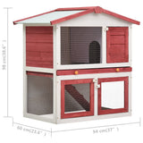 NNEVL Outdoor Rabbit Hutch 3 Doors Red Wood