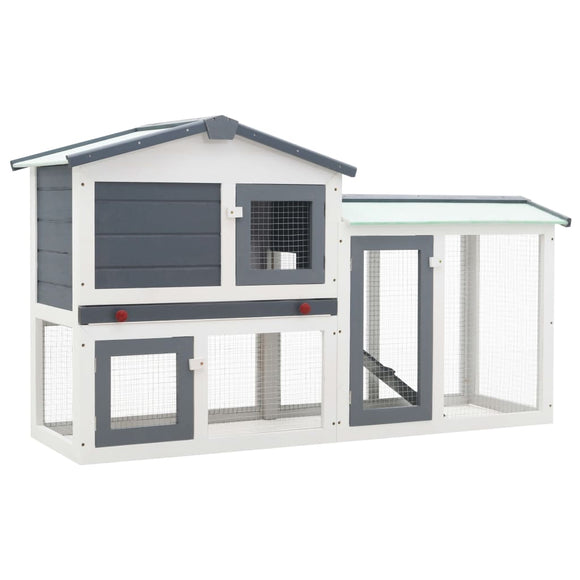 NNEVL Outdoor Large Rabbit Hutch Grey and White 145x45x85 cm Wood