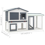 NNEVL Outdoor Large Rabbit Hutch Grey and White 145x45x85 cm Wood