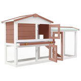 NNEVL Outdoor Large Rabbit Hutch Brown and White 145x45x85 cm Wood