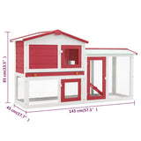 NNEVL Outdoor Large Rabbit Hutch Red and White 145x45x85 cm Wood