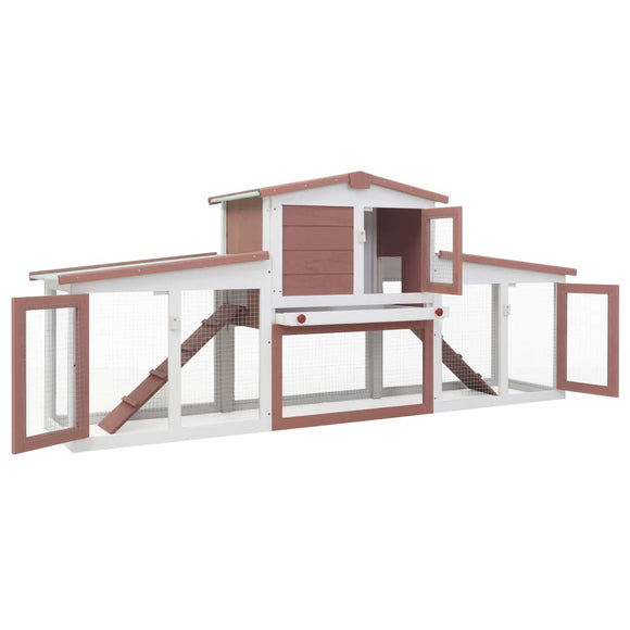 NNEVL Outdoor Large Rabbit Hutch Brown and White 204x45x85 cm Wood