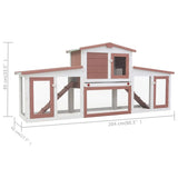 NNEVL Outdoor Large Rabbit Hutch Brown and White 204x45x85 cm Wood