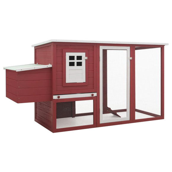 NNEVL Outdoor Chicken Cage Hen House with 1 Egg Cage Red Wood