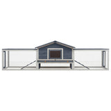 NNEVL Rabbit Hutch Grey 310x70x87 cm Solid Pine & Fir Wood