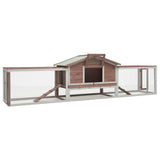 NNEVL Rabbit Hutch Mocha 310x70x87 cm Solid Pine & Fir Wood