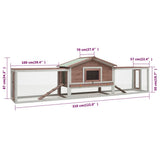 NNEVL Rabbit Hutch Mocha 310x70x87 cm Solid Pine & Fir Wood