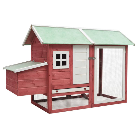 NNEVL Chicken Cage Red 170x81x110 cm Solid Pine & Fir Wood