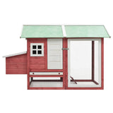 NNEVL Chicken Cage Red 170x81x110 cm Solid Pine & Fir Wood