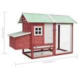 NNEVL Chicken Cage Red 170x81x110 cm Solid Pine & Fir Wood