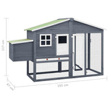 NNEVL Chicken Coop with Nest Box Grey and White Solid Fir Wood