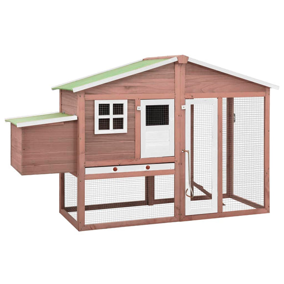 NNEVL Chicken Coop with Nest Box Mocha and White Solid Fir Wood