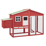NNEVL Chicken Coop with Nest Box Red and White Solid Fir Wood