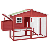 NNEVL Chicken Coop with Nest Box Red and White Solid Fir Wood