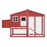 NNEVL Chicken Coop with Nest Box Red and White Solid Fir Wood
