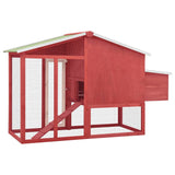 NNEVL Chicken Coop with Nest Box Red and White Solid Fir Wood