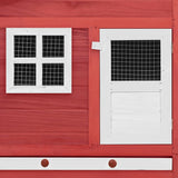 NNEVL Chicken Coop with Nest Box Red and White Solid Fir Wood