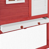 NNEVL Chicken Coop with Nest Box Red and White Solid Fir Wood