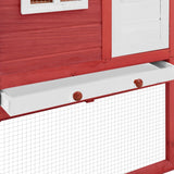 NNEVL Chicken Coop with Nest Box Red and White Solid Fir Wood