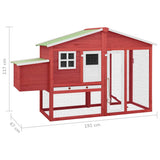 NNEVL Chicken Coop with Nest Box Red and White Solid Fir Wood