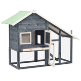 NNEVL Rabbit Hutch Grey and White 140x63x120 cm Solid Firwood