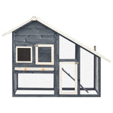 NNEVL Rabbit Hutch Grey and White 140x63x120 cm Solid Firwood