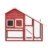 NNEVL Rabbit Hutch Red and White 140x63x120 cm Solid Firwood