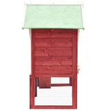 NNEVL Rabbit Hutch Red and White 140x63x120 cm Solid Firwood
