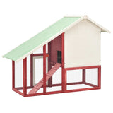NNEVL Rabbit Hutch Red and White 140x63x120 cm Solid Firwood