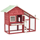 NNEVL Rabbit Hutch Red and White 140x63x120 cm Solid Firwood
