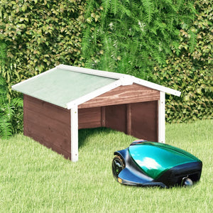 NNEVL Robotic Lawn Mower Garage 72x87x50 cm Mocca and White Firwood