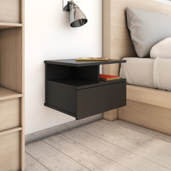 NNEVL Floating Nightstand Black 40x31x27 cm Chipboard
