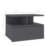 NNEVL Floating Nightstand Grey 40x31x27 cm Chipboard