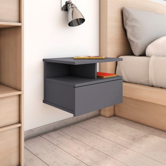 NNEVL Floating Nightstands 2 pcs Grey 40x31x27 cm Chipboard