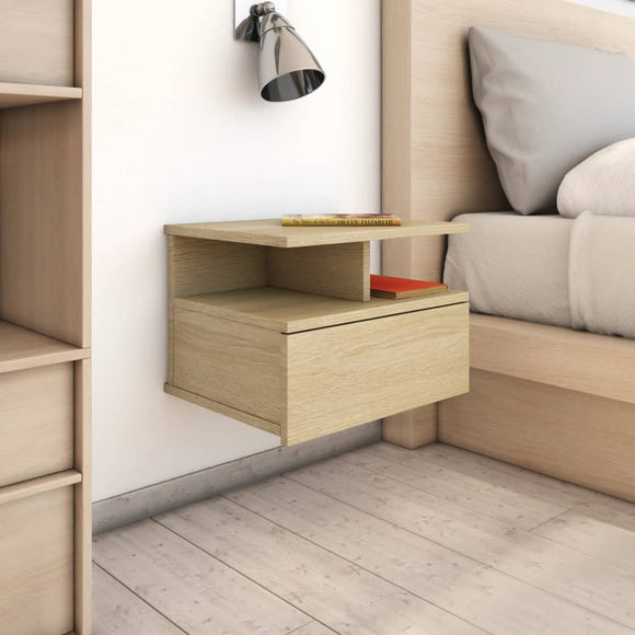 NNEVL Floating Nightstand Sonoma Oak 40x31x27 cm Chipboard