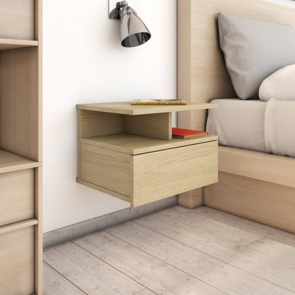NNEVL Floating Nightstands 2 pcs Sonoma Oak 40x31x27 cm Chipboard