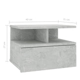 NNEVL Floating Nightstand Concrete Grey 40x31x27 cm Chipboard