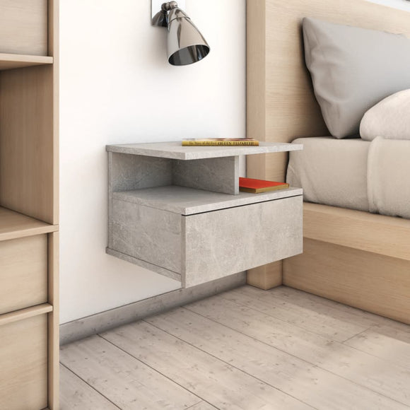 NNEVL Floating Nightstands 2 pcs Concrete Grey 40x31x27 cm Chipboard