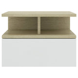 NNEVL Floating Nightstands 2 pcs White and Sonoma Oak 40x31x27 cm Chipboard