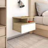 NNEVL Floating Nightstands 2 pcs White and Sonoma Oak 40x31x27 cm Chipboard